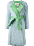 Novis Belted Coat, Women's, Size: 6, Blue, Silk/nylon/mohair/wool