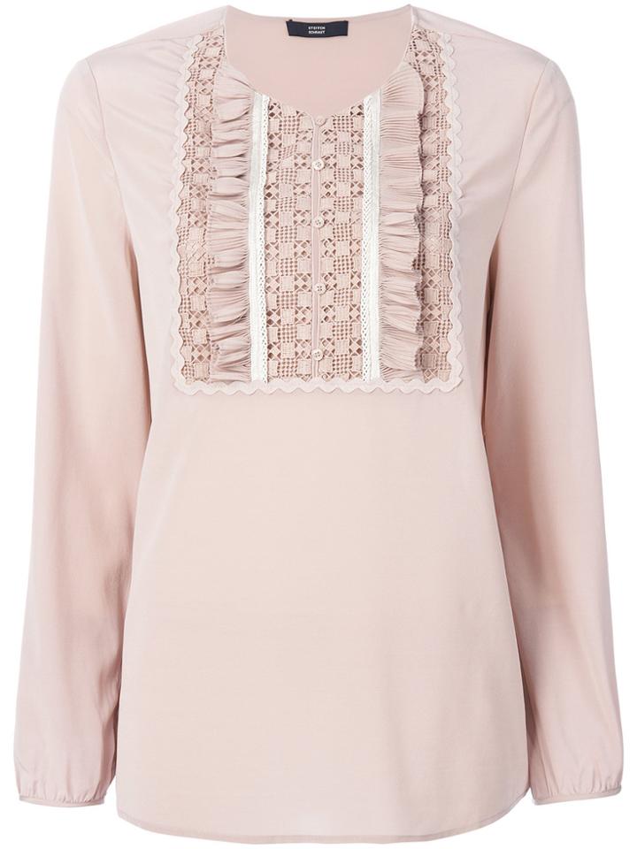 Steffen Schraut Pleated Bib Blouse - Pink & Purple