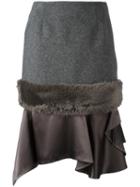 Kolor Panelled Skirt, Women's, Size: 1, Grey, Wool/nylon/cupro