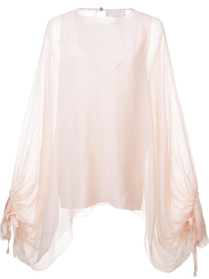 Chloé Oversized Sleeve Sheer Blouse