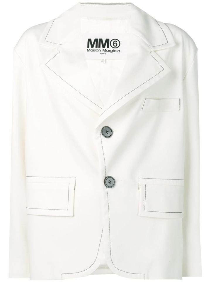 Mm6 Maison Margiela Contrast Stitch Blazer - White