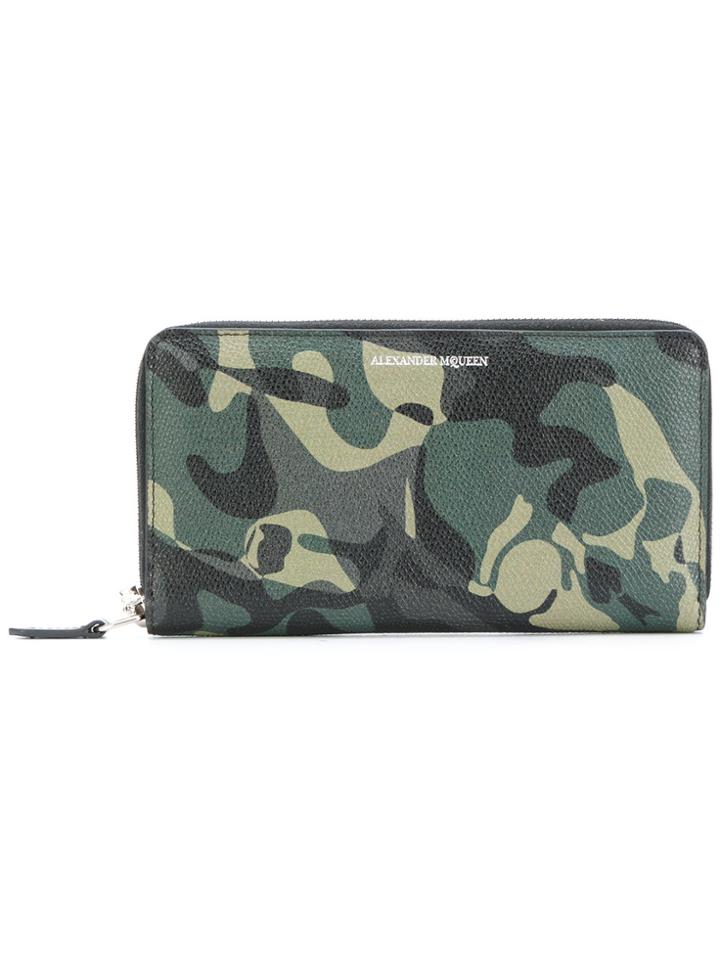 Alexander Mcqueen Skull Camouflage Continental Wallet - Green