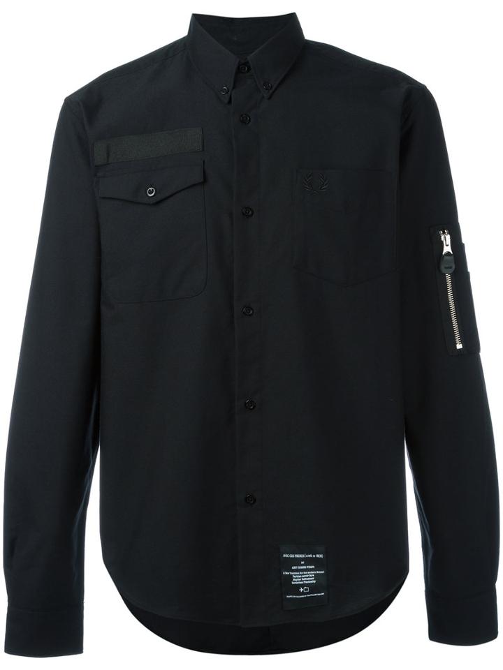 Fred Perry X Art Comes First Pocket Detail Oxford Shirt, Men's, Size: 40, Black, Cotton