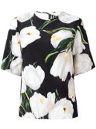 Dolce & Gabbana Tulip Print Top, Women's, Size: 46, Black, Silk
