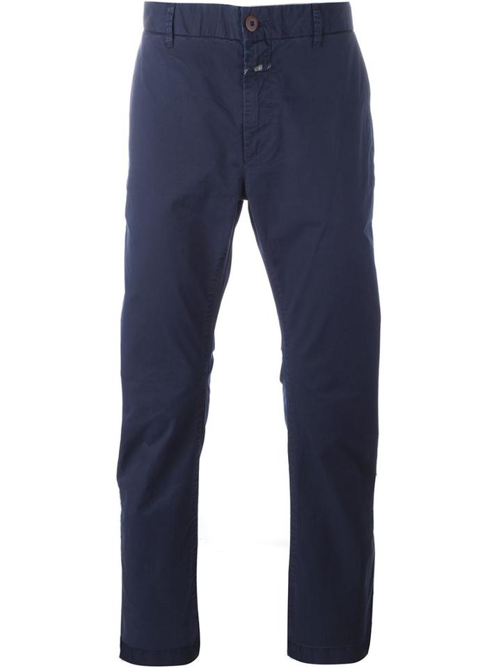 Closed Chino Trousers, Men's, Size: 32/34, Blue, Cotton/spandex/elastane
