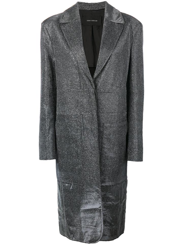 Cédric Charlier Long Glitter Coat - Metallic
