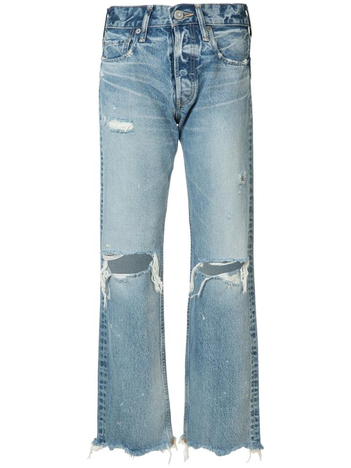 Moussy Distressed High-rise Jeans - Blue