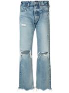 Moussy Distressed High-rise Jeans - Blue