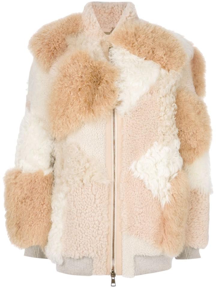 Chloé Patchwork Shearling Jacket - Neutrals