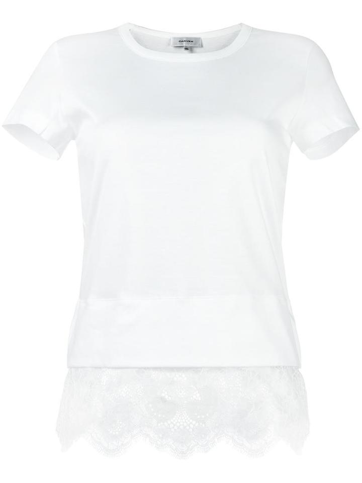Carven Lace Trim Blouse, Women's, Size: Xs, White, Cotton