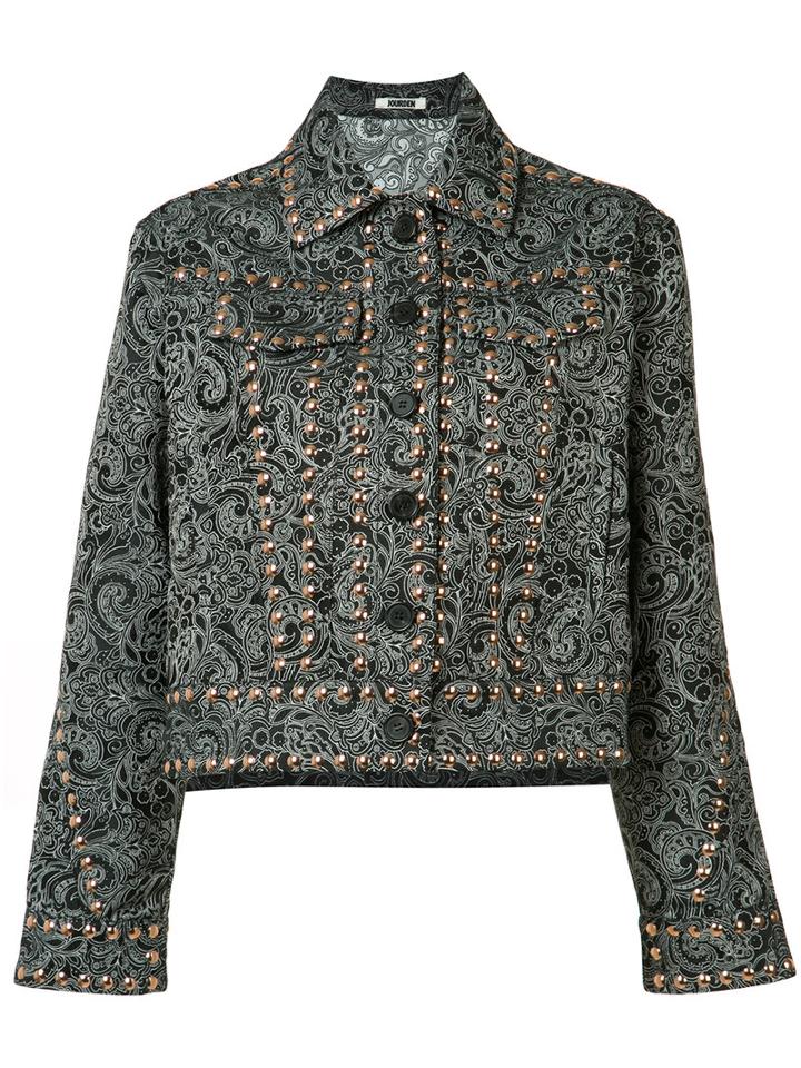 Jourden Paisley Stud Jacket, Women's, Size: 40, Black, Polyester