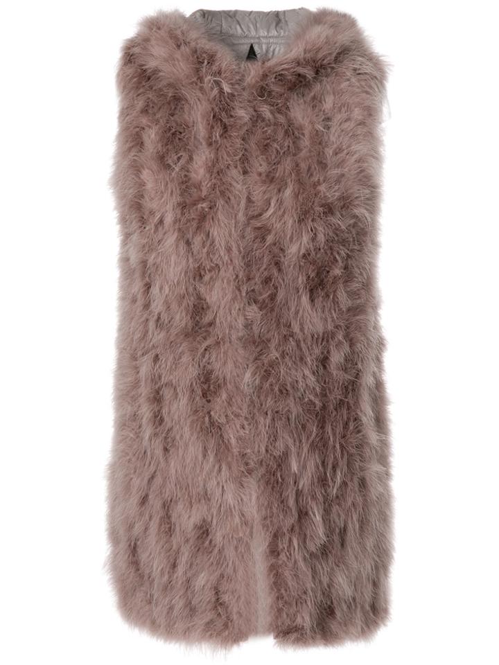 Wlg By Giorgio Brato Peacock Feathered Padded Gilet - Pink & Purple