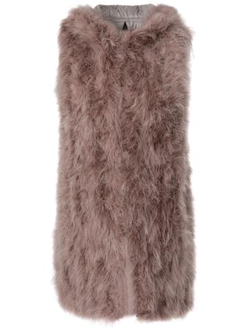 Wlg By Giorgio Brato Peacock Feathered Padded Gilet - Pink & Purple
