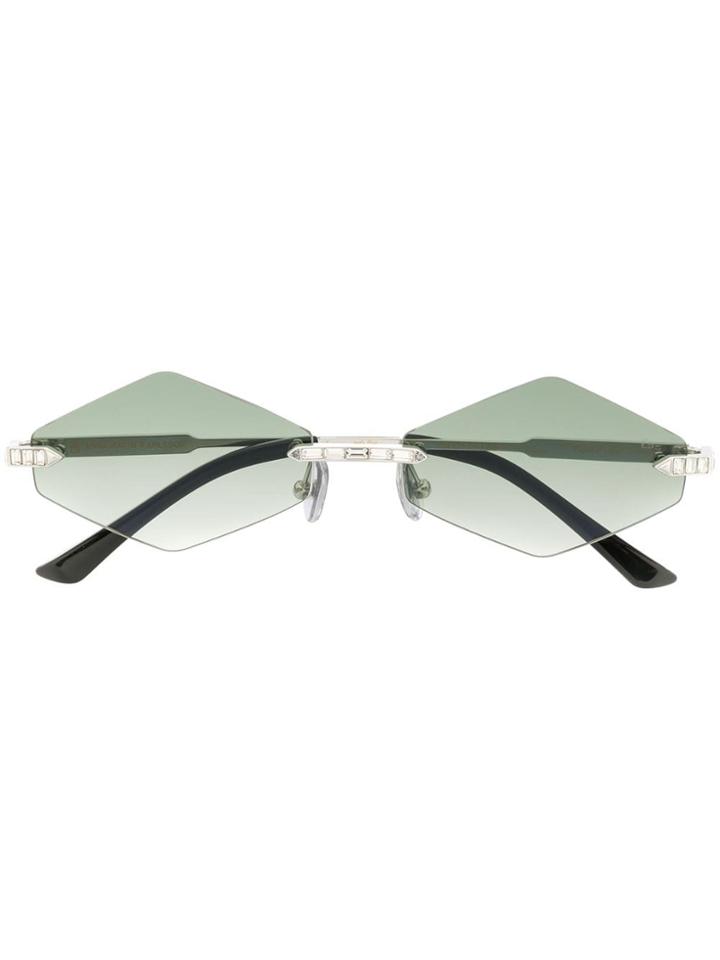Anna Karin Karlsson Crystal Nest Triangle Sunglasses - Silver