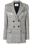 Msgm Crystal Embellished Houndstooth Jacket - Grey