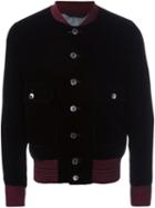 Alexander Mcqueen Striped Trim Velvet Bomber Jacket, Men's, Size: 50, Black, Viscose/cupro/cotton