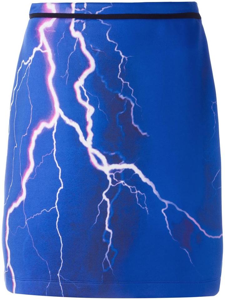 Carven Lightning Print Skirt, Women's, Size: Medium, Blue, Polyamide/polyurethane/spandex/elastane