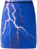 Carven Lightning Print Skirt, Women's, Size: Medium, Blue, Polyamide/polyurethane/spandex/elastane