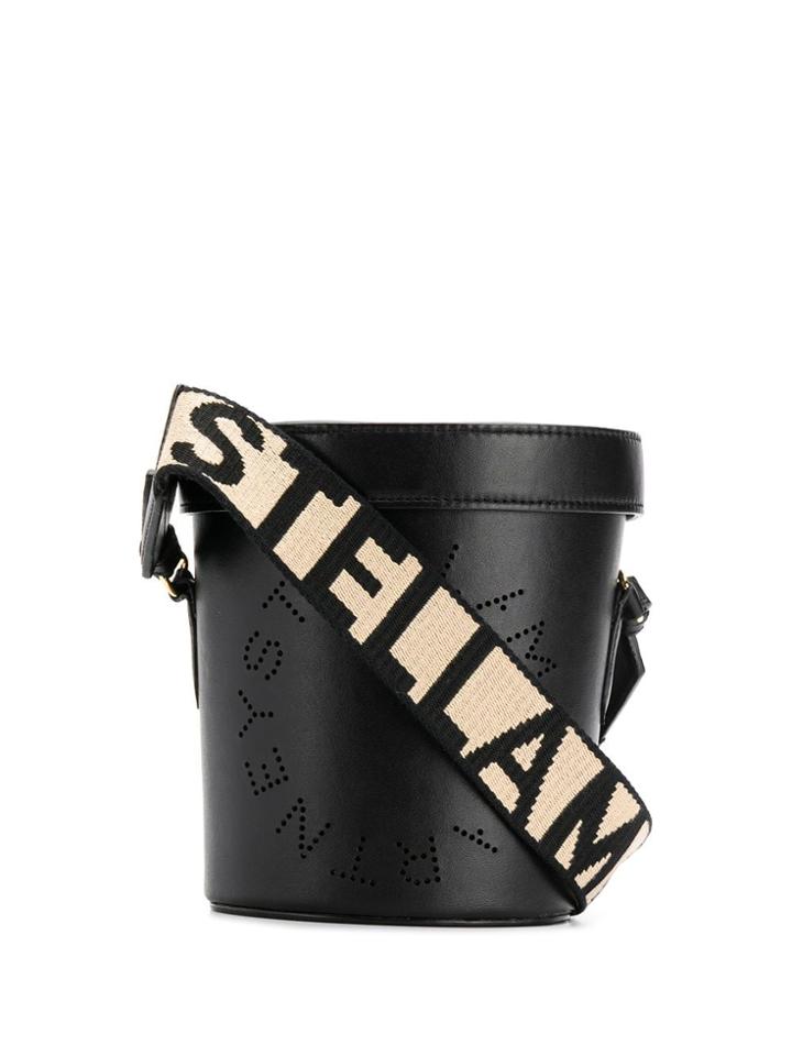 Stella Mccartney Perforated Logo Bucket Bag - Black