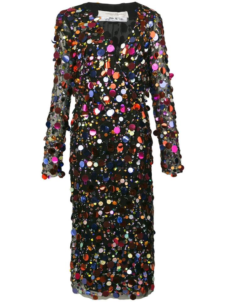 Carolina Herrera Sequin Wrap Dress - Multicolour