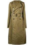 Rick Owens Waxed Belted Waist Trench Coat - Green