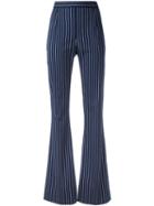 Pierre Balmain Striped High-waisted Trousers, Women's, Size: 38, Blue, Cotton/polyamide/spandex/elastane