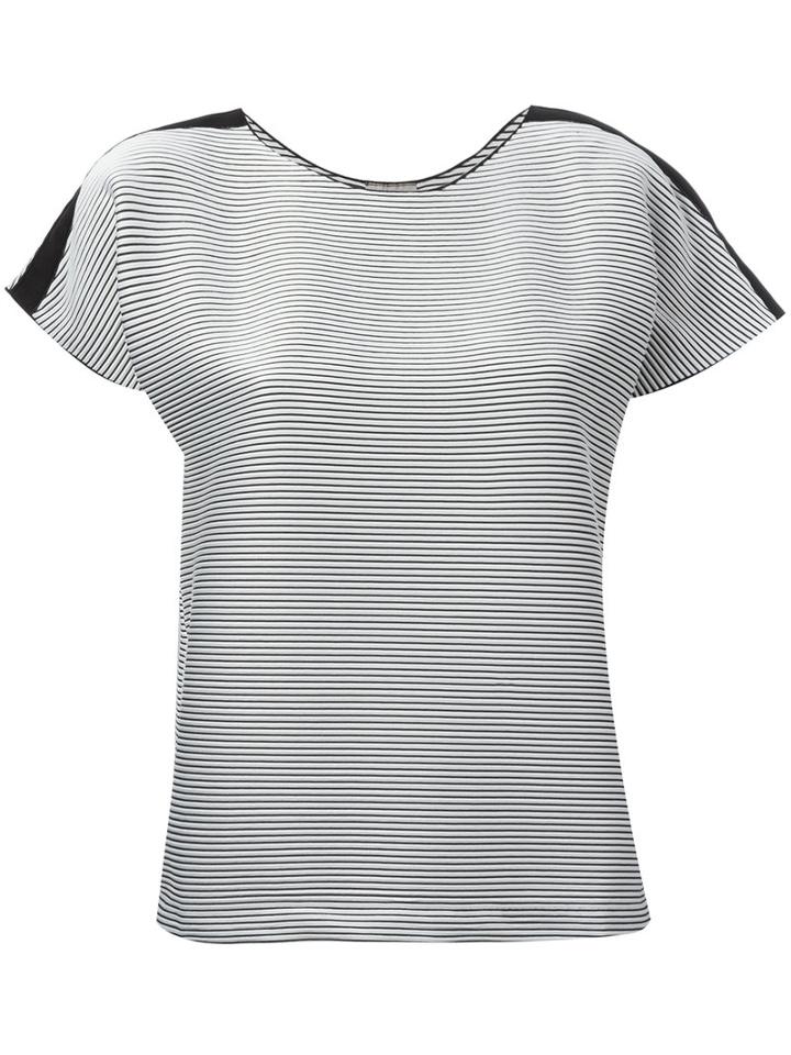 Armani Collezioni - Striped T-shirt - Women - Polyester/spandex/elastane - 40, Women's, Black, Polyester/spandex/elastane