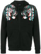 Marcelo Burlon County Of Milan Tajo Tiger-print Hooded Sweatshirt, Men's, Size: Large, Black, Cotton/polyester