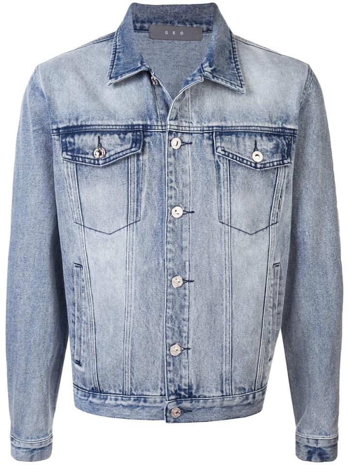 Geo Adjustable Denim Jacket - Blue