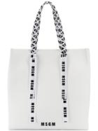 Msgm Branded Ribbon Shopper Tote - White