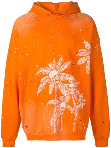 Dom Rebel Skull Palm Print Hoodie - Orange