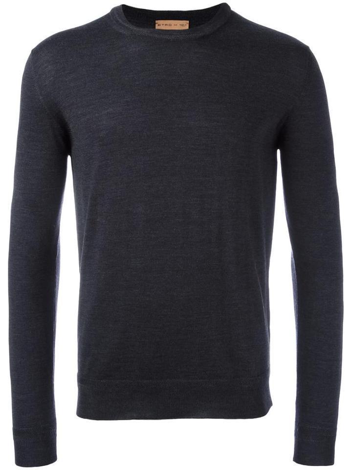 Etro Crew Neck Jumper, Men's, Size: Xl, Grey, Wool