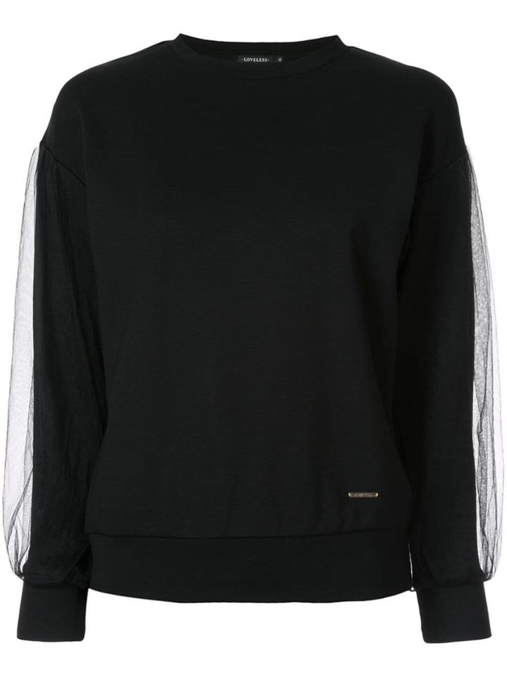Loveless Mesh Sleeve Sweatshirt - Black