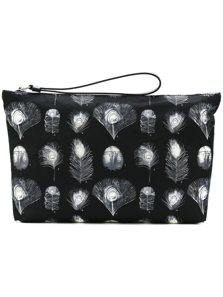 Alexander Mcqueen - Medium Peacock Feather Pouch - Men - Leather/polyamide - One Size, Black, Leather/polyamide