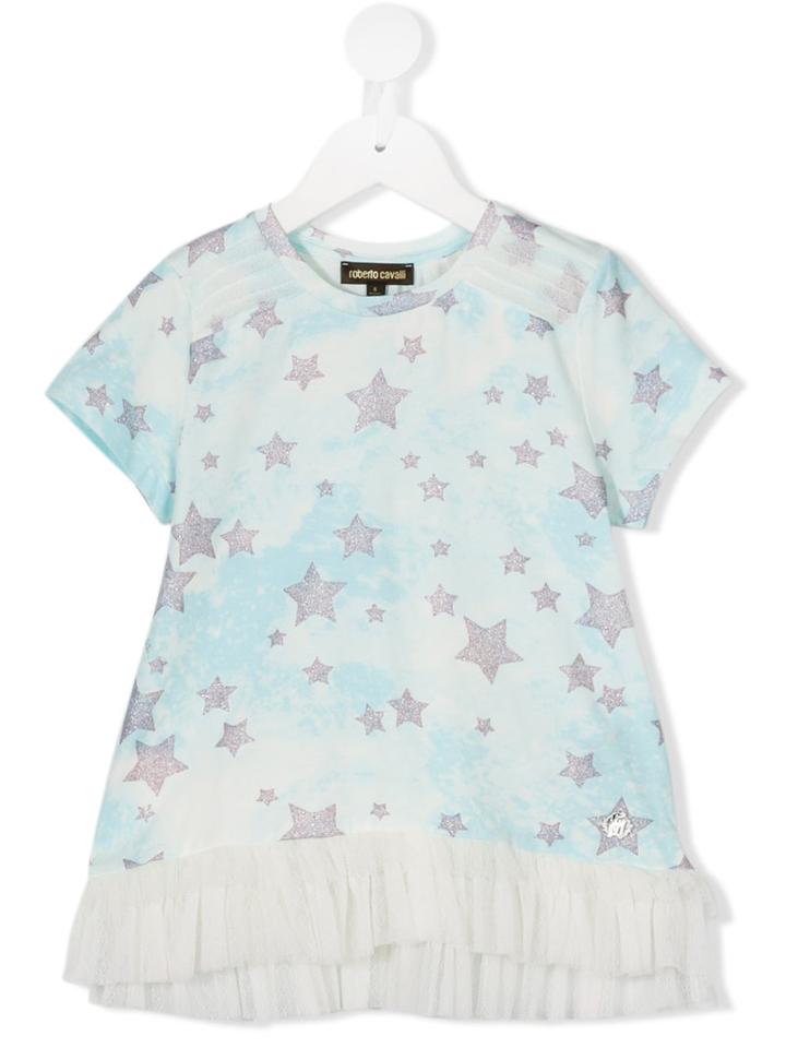 Roberto Cavalli Kids Star Print T-shirt, Girl's, Size: 10 Yrs, Blue