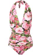 Dolce & Gabbana Rose (pink) Print Swimsuit, Women's, Size: 4, Polyamide/spandex/elastane