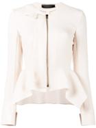 Roland Mouret - Draped Jacket - Women - Cotton/wool - 10, Nude/neutrals, Cotton/wool