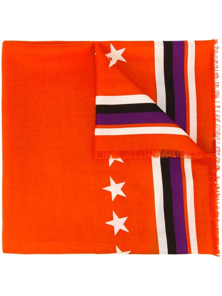 Givenchy 17 Print Scarf, Women's, Yellow/orange, Silk/virgin Wool