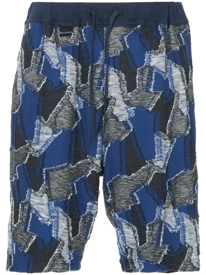 Roar Patterned Track Shorts - Blue