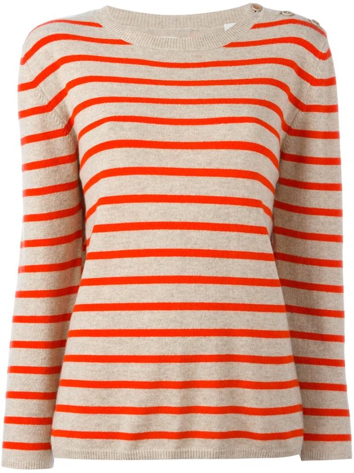 Chinti And Parker Breton Stripe Sweater, Women's, Size: Large, Nude/neutrals, Cashmere