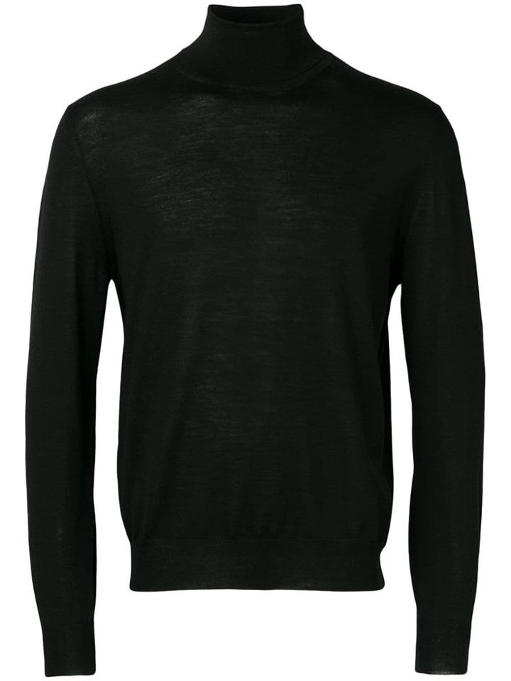 Canali Roll-neck Fitted Sweater - Black