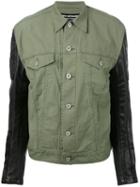 Junya Watanabe Comme Des Garçons - Faux Leather Sleeve Jacket - Women - Cotton/polyurethane/artificial Leather - M, Green, Cotton/polyurethane/artificial Leather