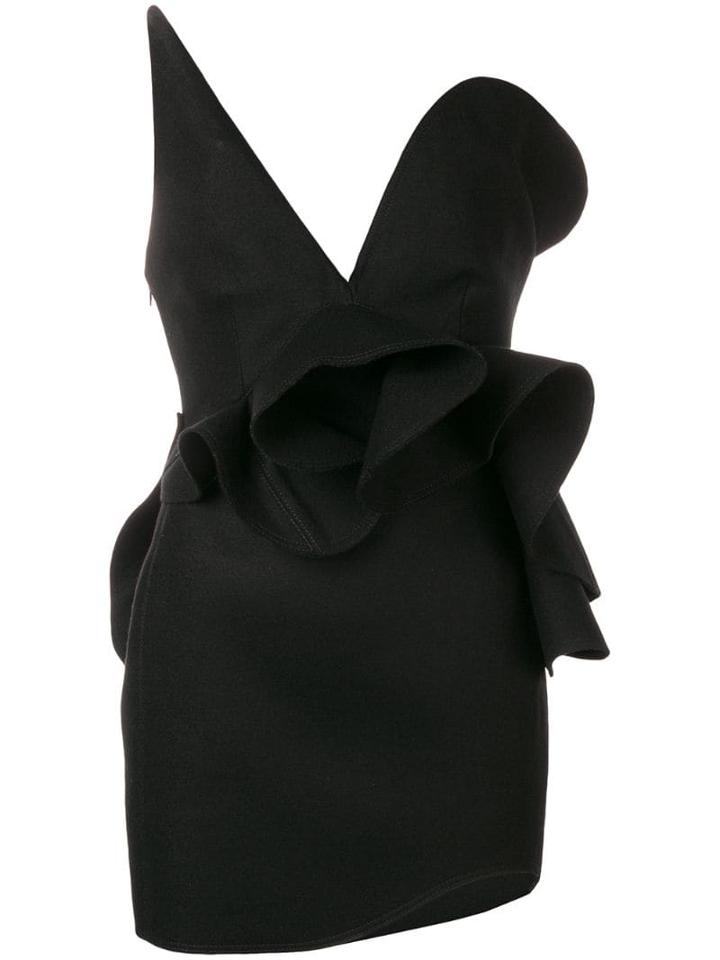Saint Laurent Off-shoulder Asymmetric Dress - Black