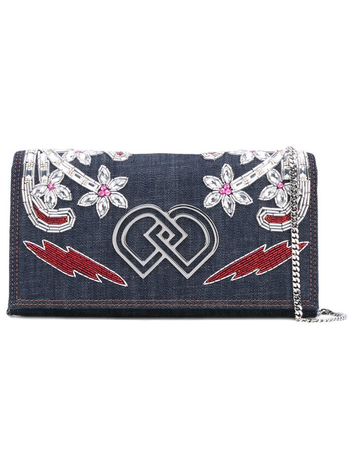 Dsquared2 - Embellished Denim Clutch Bag - Women - Cotton/polyamide/viscose/polyurethane Resin - One Size, Blue, Cotton/polyamide/viscose/polyurethane Resin