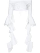 Ellery High Noon Frill Sleeve Crop Top - White