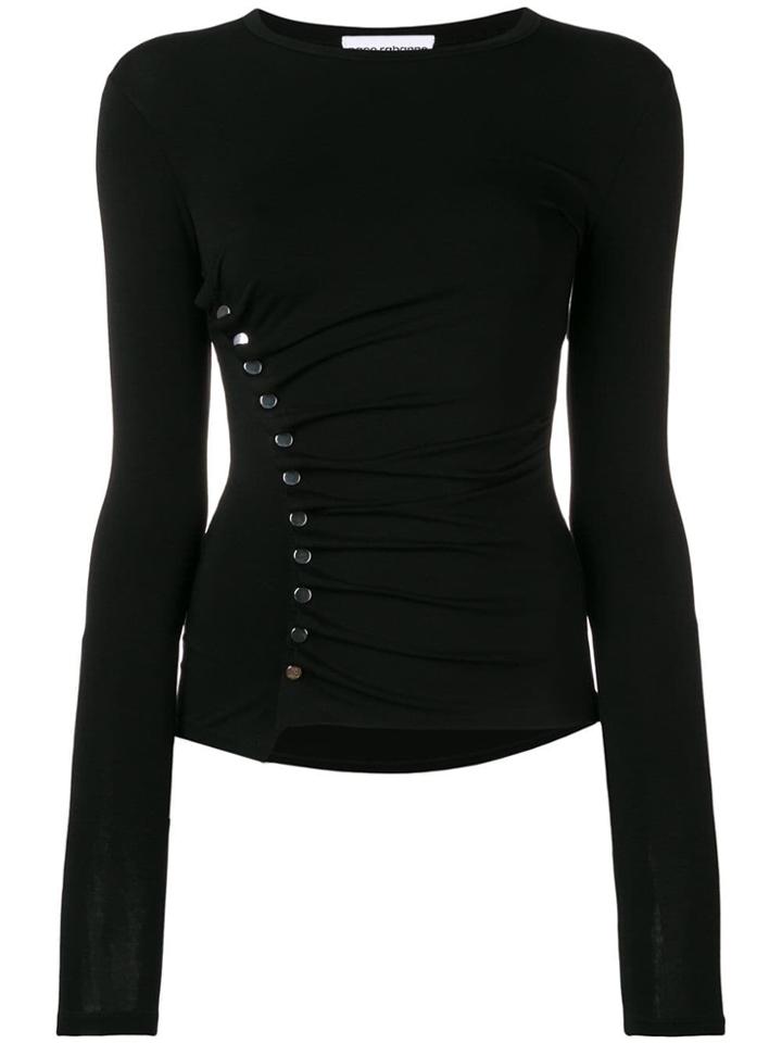 Paco Rabanne Stretch Button Up Top - Black