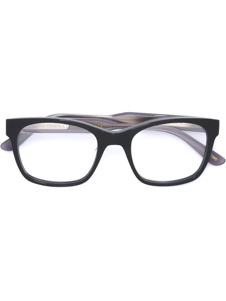 Bottega Veneta Square Frame Glasses, Black, Acetate