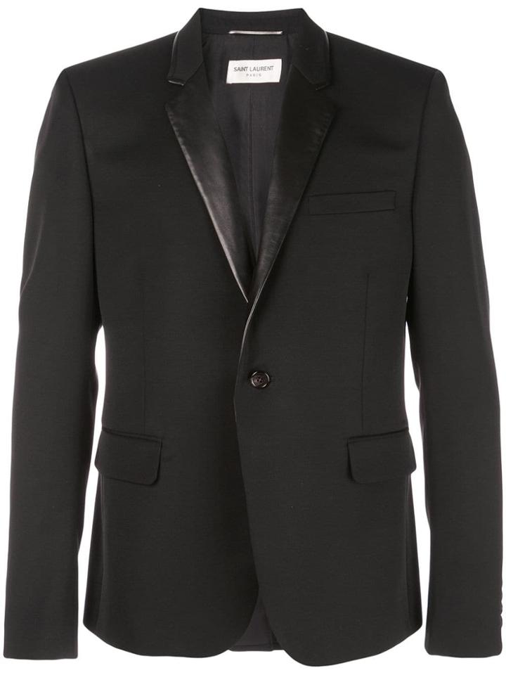 Saint Laurent Leather-lapel Blazer - Black