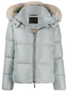 Moorer Fur Trim Puffer Jacket - Blue