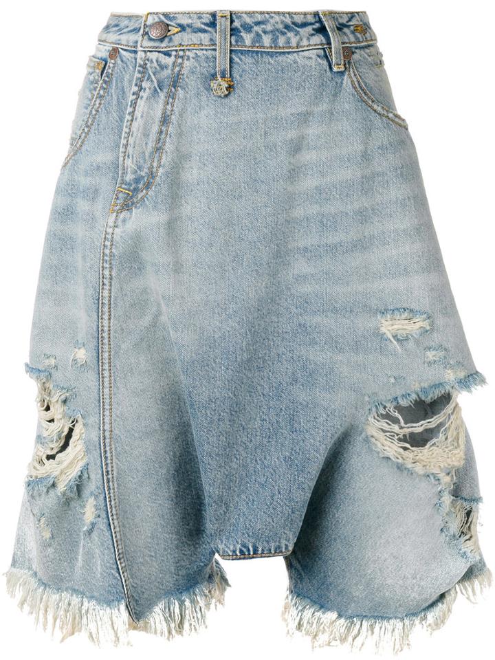 R13 - Twister Denim Short - Women - Cotton - 31, Blue, Cotton